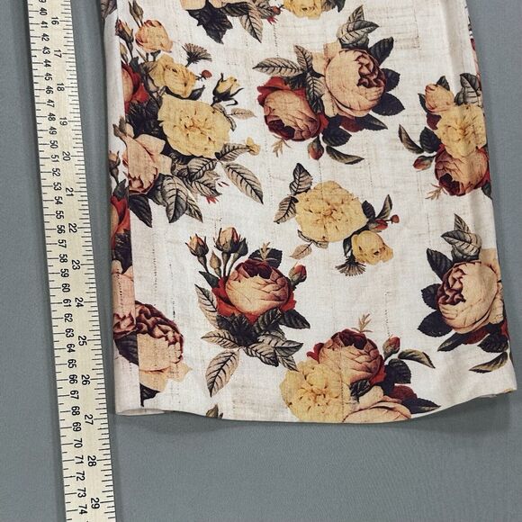 Peruvian Connection Pants Women 10 Cream Wide Leg Preppy Boho Cottagecore Floral - Picture 7 of 13